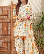 Feathers Off White Lawn Suit- Pakistani Designer Lawn Suits