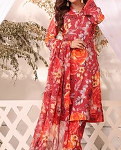 Feathers Faded Red Lawn Suit- Pakistani Designer Lawn Suits