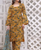 Feathers Dark Mustard Lawn Suit- Pakistani Designer Lawn Suits