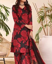 Feathers Black/Persian Red Lawn Suit- Pakistani Designer Lawn Suits