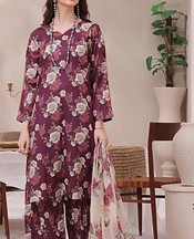 Feathers Wine Berry Lawn Suit- Pakistani Lawn Dress