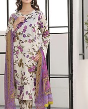 Feathers Off White Lawn Suit- Pakistani Designer Lawn Suits