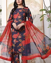 Feathers Navy Lawn Suit- Pakistani Lawn Dress