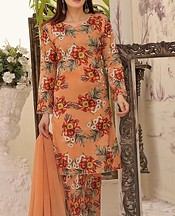 Feathers Persian Orange Lawn Suit- Pakistani Designer Lawn Suits