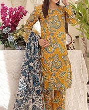 Feathers Mustard Lawn Suit- Pakistani Lawn Dress