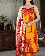 Feathers Orange Lawn Suit- Pakistani Designer Lawn Suits
