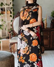 Feathers Black Lawn Suit- Pakistani Designer Lawn Suits