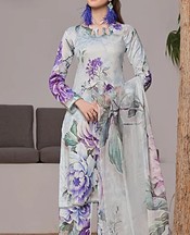 Feathers Sea Mist/Purple Lawn Suit- Pakistani Lawn Dress