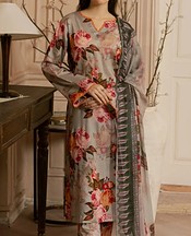 Feathers Grey Lawn Suit- Pakistani Lawn Dress