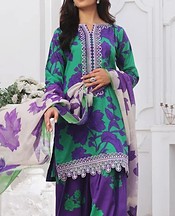 Feathers Emerald Green/Blueberry Lawn Suit- Pakistani Designer Lawn Suits