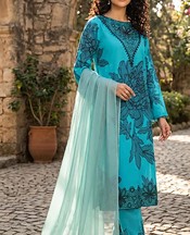 Feathers Turquoise Lawn Suit- Pakistani Designer Lawn Suits