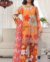 Pastel Orange Lawn Suit