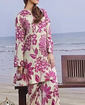 Off White/Dark Raspberry Lawn Suit (2 Pcs)