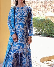 Feathers Light Grey/Blue Lawn Suit- Pakistani Designer Lawn Suits