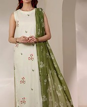 Feathers Off White Lawn Suit- Pakistani Lawn Dress