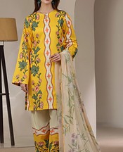 Feathers Golden Yellow/Off White Lawn Suit- Pakistani Lawn Dress