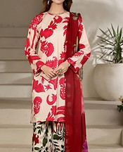 Feathers Off White/Brink Pink Lawn Suit- Pakistani Designer Lawn Suits