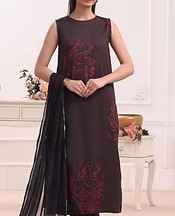 Feathers Dark Brown Lawn Suit- Pakistani Designer Lawn Suits