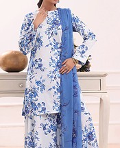 Feathers Off White/Blue Lawn Suit- Pakistani Designer Lawn Suits