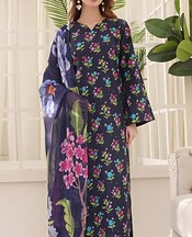 Feathers Navy Lawn Suit- Pakistani Lawn Dress