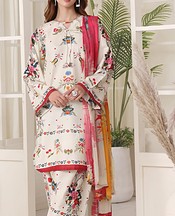 Feathers Off White Lawn Suit- Pakistani Designer Lawn Suits