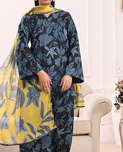 Feathers Black/Light Blue Lawn Suit- Pakistani Designer Lawn Suits