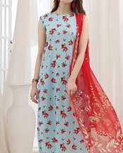 Feathers Light Blue Lawn Suit- Pakistani Designer Lawn Suits