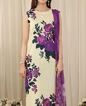 Feathers Off White Lawn Suit- Pakistani Designer Lawn Suits