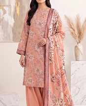 Humdum Peachy Pink Lawn Suit- Pakistani Lawn Dress