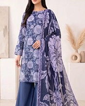 Humdum Dusk Blue/Off White Lawn Suit- Pakistani Designer Lawn Suits