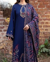 Humdum Blue Karandi Suit- Pakistani Winter Dress
