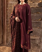 Humdum Wine Karandi Suit- Pakistani Winter Clothing