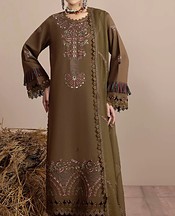 Humdum Olive Green Karandi Suit- Pakistani Winter Dress