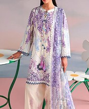 Image Off White/Pastel Purple Cotton Suit- Pakistani Lawn Dress