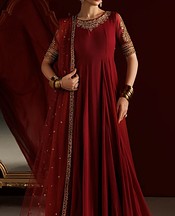 Wine Red Chiffon Suit