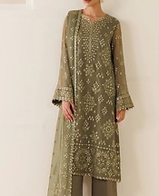 Olive Green Chiffon Suit