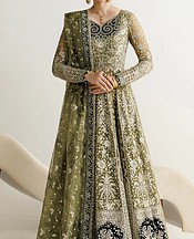 Olive Green/Off White Chiffon Suit