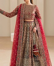 Maroon/Golden Chiffon Suit
