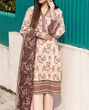 Khas Misty Rose/Brown Khaddar Suit- Pakistani Winter Dress