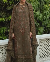 Marjjan Lisbon Brown Karandi Suit- Pakistani Winter Clothing