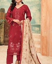 Marjjan Deep Carmine Viscose Suit- Pakistani Winter Dress