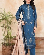 Marjjan Denim Blue Viscose Suit- Pakistani Winter Dress