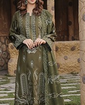 Marjjan Rifle Green Viscose Suit- Pakistani Winter Dress