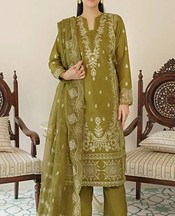 Marjjan Olive Green Viscose Suit- Pakistani Winter Dress