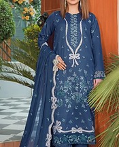 Marjjan Denim Blue Viscose Suit- Pakistani Winter Clothing