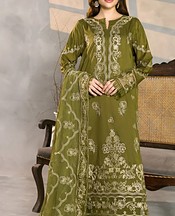 Marjjan Olive Green Viscose Suit- Pakistani Winter Dress