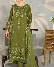 Marjjan Olive Green Viscose Suit- Pakistani Winter Dress