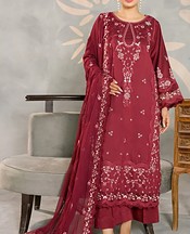 Marjjan Vivid Burgundy Viscose Suit- Pakistani Winter Clothing