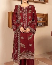 Marjjan Falu Red Viscose Suit- Pakistani Winter Clothing