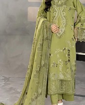 Marjjan Khaki Green Viscose Suit- Pakistani Winter Clothing